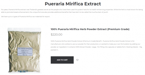 We are the #1 in planting and manufacturing premium Pueraria Mirifica Extract in the world We follow 5&#039;G concept plantation, produce its best quality
visit us:-https://www.puerariathai.com/pueraria-mirifica-extract/