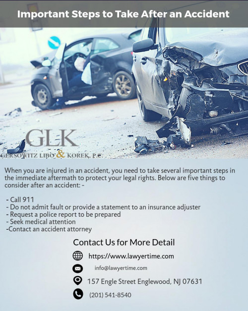 When you are injured in an accident, you need to take several important steps in the immediate aftermath to protect your legal rights.

For more information you can visit: https://www.lawyertime.com/practice-areas/new-york-city-accident-lawyer/