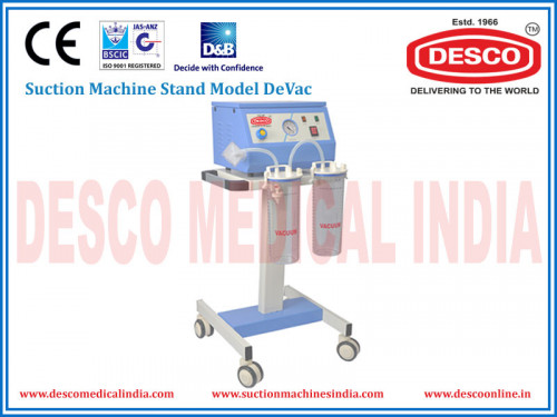 From the category of hospital suction machine, Desco Medical India showcase suction machine stand model DEVAC which is made by mild steel with electrostatically powder coated. You can purchase from us at market comparable price. Visit us to see full description about medical suction unit.
For more info, call us on: 9810867957 | Email us : rohit@descoinstruments.com 
Visit us : http://www.descomedicalindia.com/Product/SUCTION-MACHINE-STAND-MODEL/SUCTION-MACHINE-STAND-MODEL-DEVAC/20662